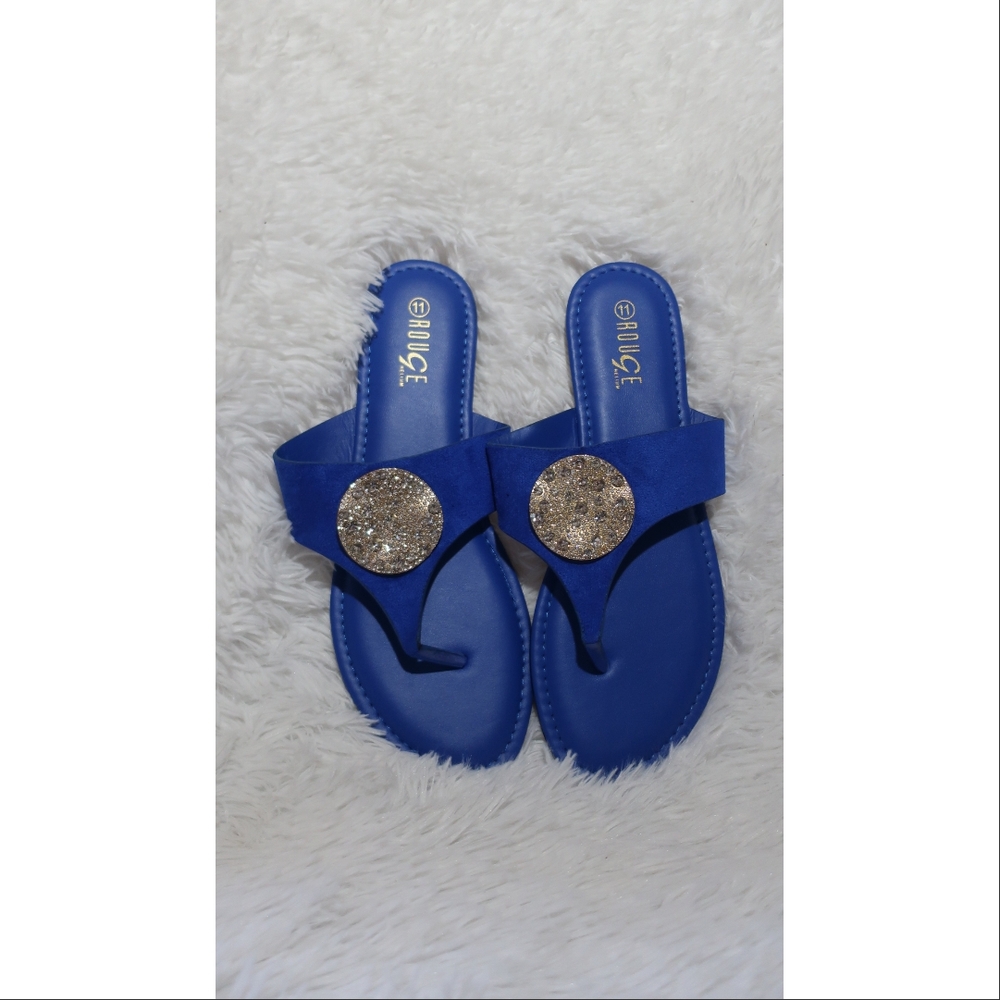 Royal Blue Sandals with Silver Disc